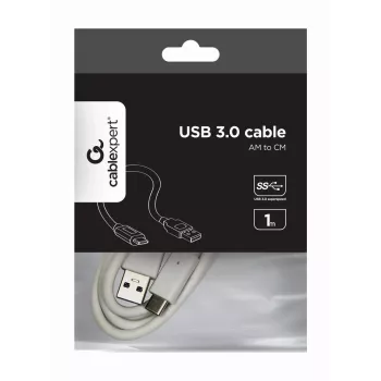 USB duomenų laidas Gembird USB A – USB C 1 m, USB 3.2 Gen 1, baltas