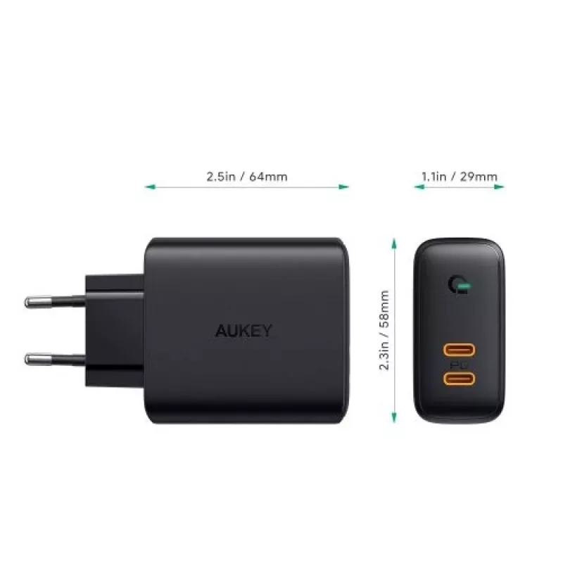 AUKEY PA-D2 mobiliojo įrenginio kroviklis 36W Juodas