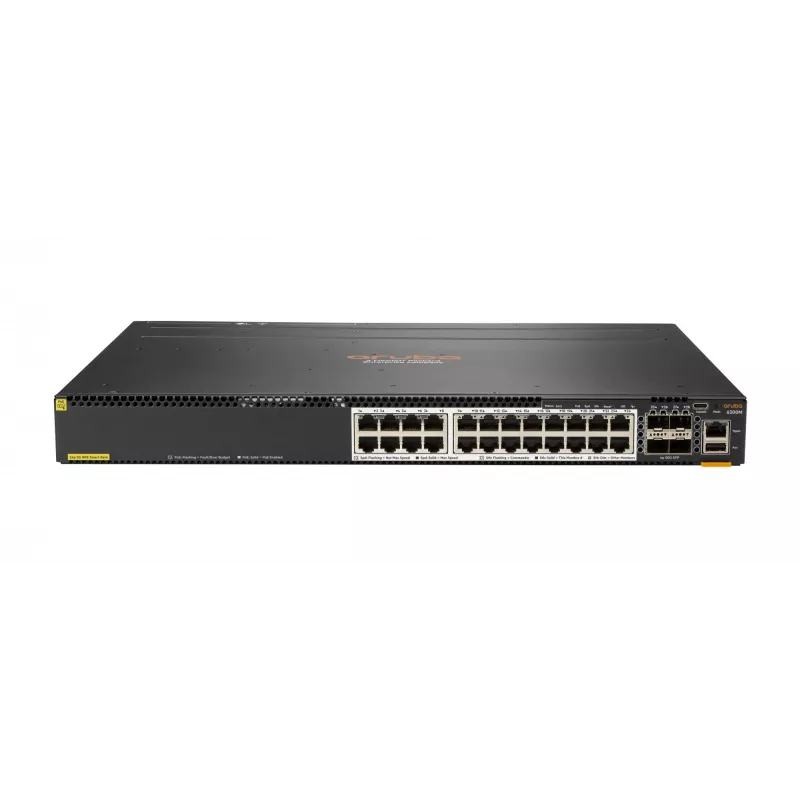 HPE Aruba 6300M - valdomas L3 komutatorius - 24 x 1/2,5/5/10GBase-T + 4 x 1/10/25/50 Gb SFP56 (aukštyn/stacking) - priekyje