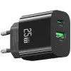 USB-C ir USB-A sieninis įkroviklis USAMS USA001629 25W greitasis įkrovimas