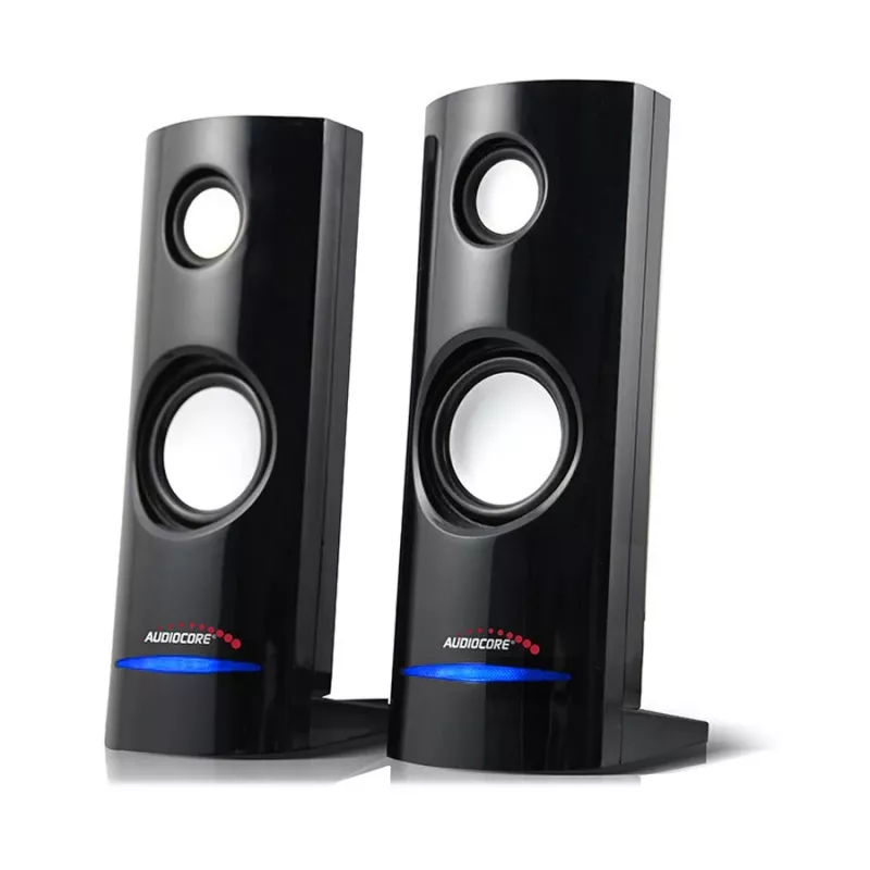 Laidiniai kompiuteriniai garsiakalbiai Audiocore AC860, 2 krypčių, 2.0 kanalai, 4 W RMS, USB maitinimas, 3.5 mm įvestis, juodi
