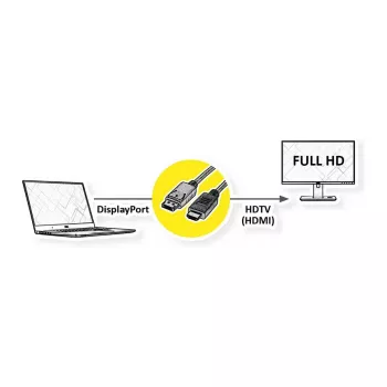 ROLINE 11.45.5782 vaizdo kabelio adapteris 3 m DisplayPort → HDMI iš perdirbtų medžiagų, juodas