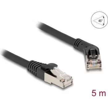 Tinklo kabelis DeLOCK RJ45 Cat.6A 45° kampu tiesus 5 m juodas