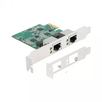 DeLOCK PCI Express x1 kortelė su 2 x RJ45 2.5 Gigabit LAN RTL8125 laidinis eternetas
