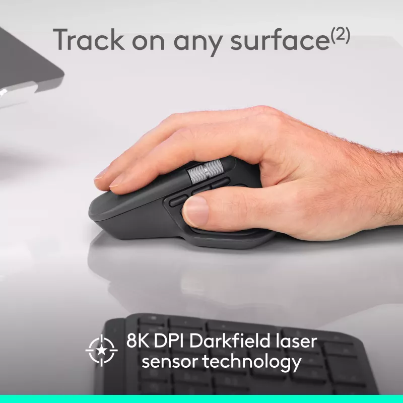 Logitech MX Master 4 for Business pelė – belaidė + Bluetooth, 8000 DPI, grafitas