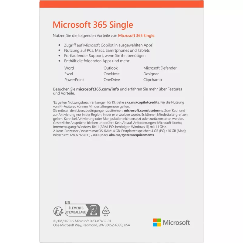 Microsoft 365 Personal [DE] 1 metų prenumerata be laikmenos FY25H2, skirta Windows >10 / MacOS