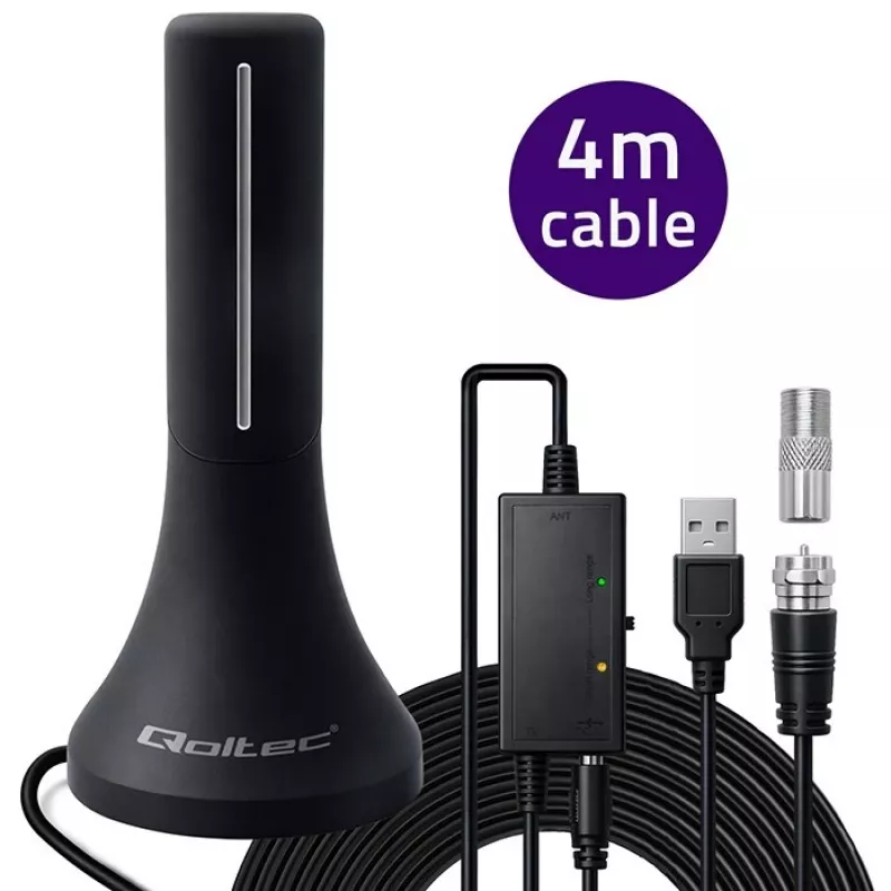Televizijos antena QOLTEC TV DVB-T/T2 Qoltec (vidaus / lauko) modelis 57065