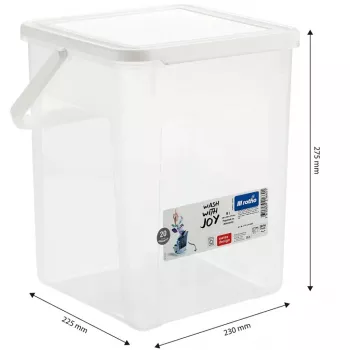 Plastikinis indas skysčiams Rotho Basic 9 L modelis 1770101100RP, baltas, su dangteliu ir pakabinimo anga