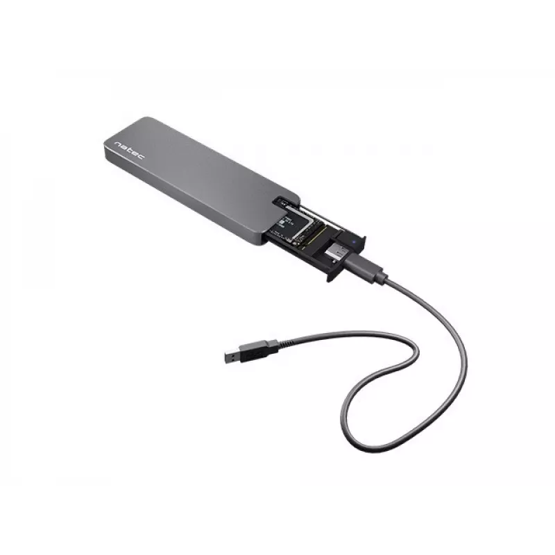 SSD dėklas NATEC Rhino M.2 NVMe Juodas 2 TB USB Type-C, M.2 NVMe, USB 3.1 Gen 2, palaiko 30 mm
