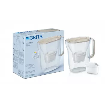 Vandens filtro ąsotis BRITA Style Essential, 2,4 l talpa (1,4 l filtruoto vandens), MAXTRA, atverčiamas dangtelis, smėlio spalvos