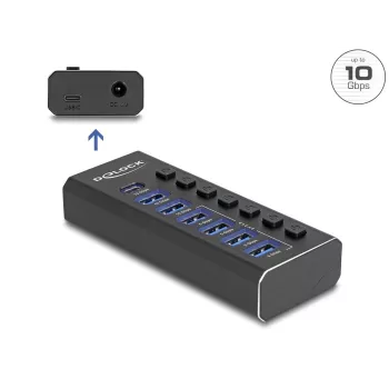 DeLOCK 64326 USB 3.2 Gen 2 (3.1 Gen 2) Type-C koncentratorius 10000 Mbit/s juodas