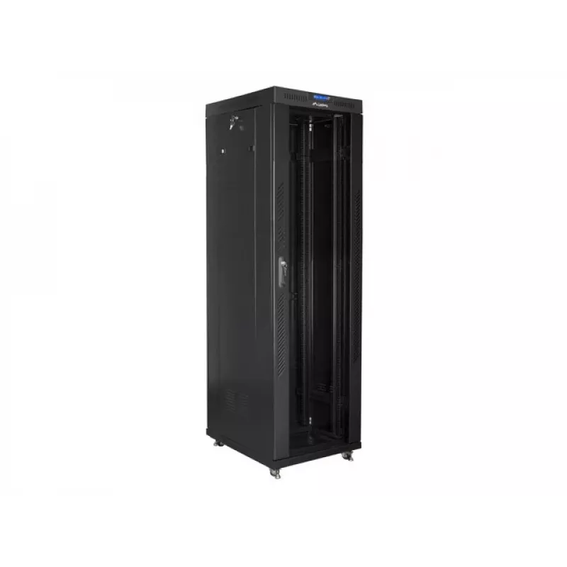 Stovimas serverio spintos stovas LANBERG 42U FF01-6842-12BL 600×800×2127,5 mm, 1200 kg, IP20, raktinis užraktas, ratukai