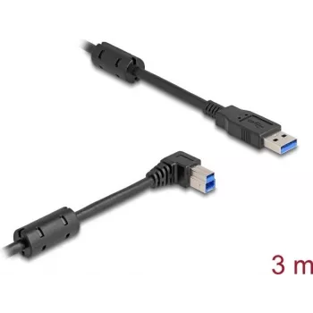 DeLOCK USB kabelis, A tipo kištukas – B tipo kištukas, 90° kampu, 3 m