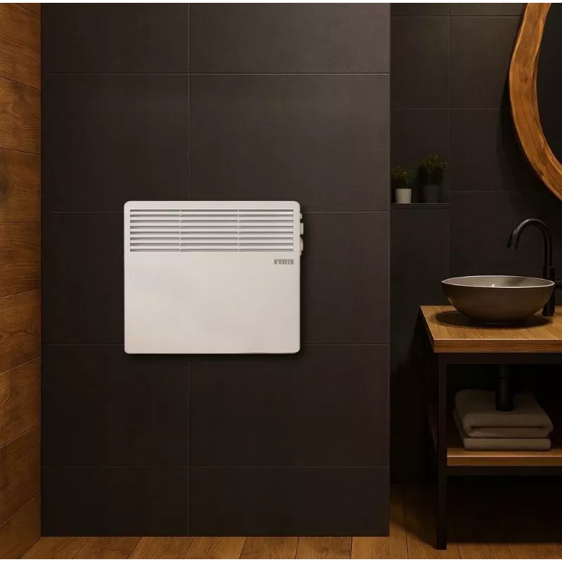 N'OVEEN CH3350 1000W elektrinis konvektorinis šildytuvas su termostatu, nešiojamas, montuojamas ant sienos