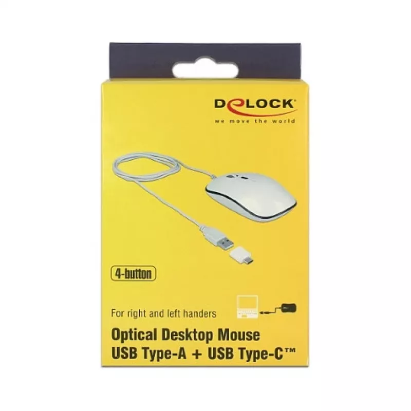 DeLOCK 12532 Pelė biuro ambidekstrinė USB Type-A optinė 3200 DPI