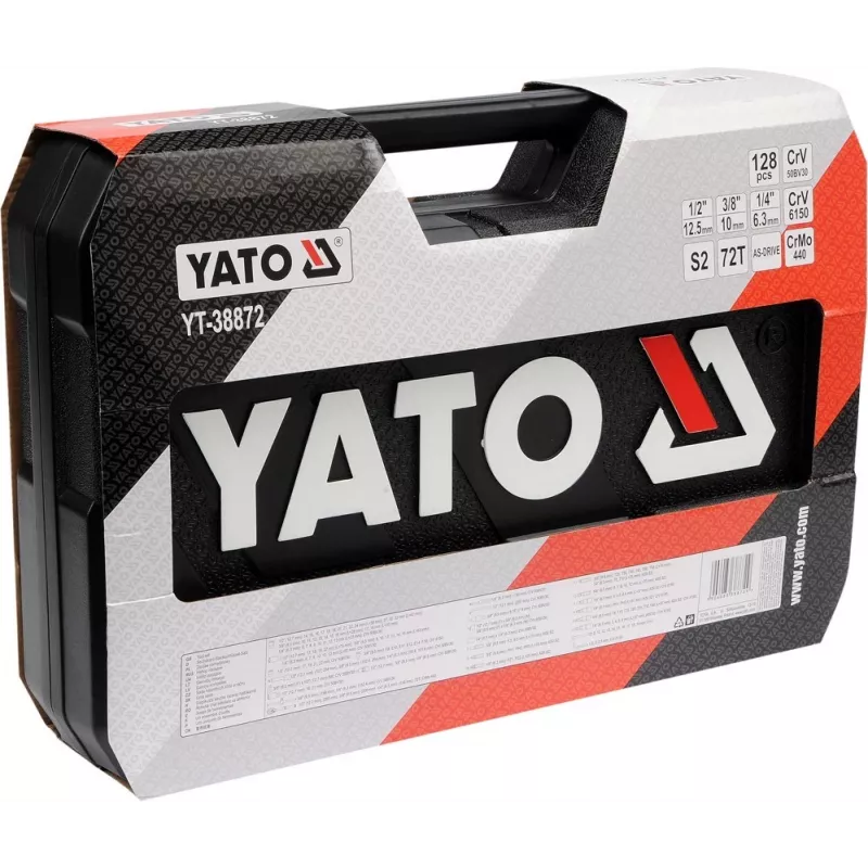 YATO veržliarakčių rinkinys 1/4, 3/8, 1/2 colio, 128 dalių, 38872
