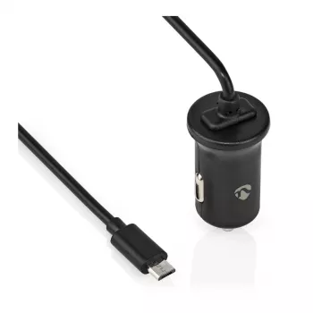 Nedis automobilinis įkroviklis 12 W 1x 2.4 A, fiksuotas Micro USB laidas, viena išėjimo įtampa