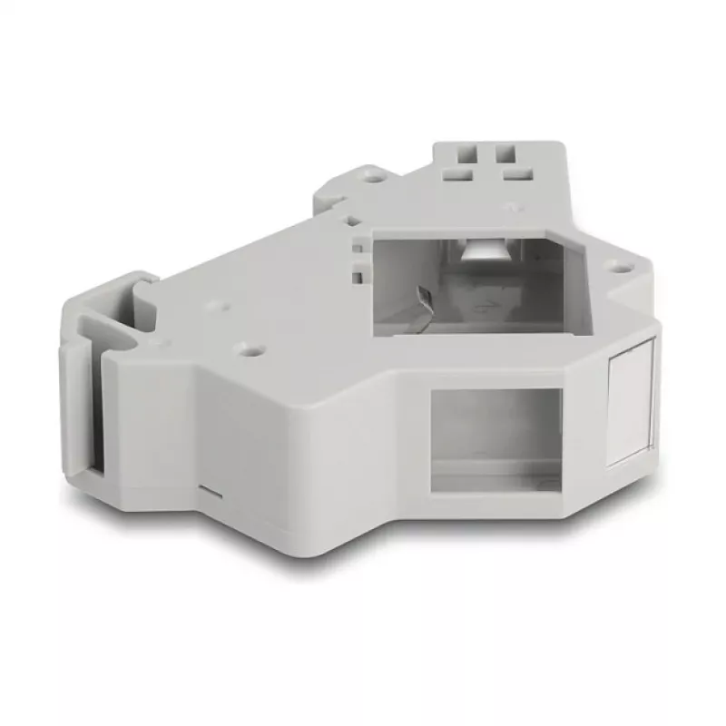 Snap-in laikiklis Keystone moduliui ant DIN bėgio DELOCK 67043 — plastikinis, įžemintas, 60×88.2×21.5 mm, pilkas