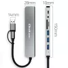 QOLTEC USB-C centras 4x USB + SD/TF kortelių skaitytuvas modelis 53794