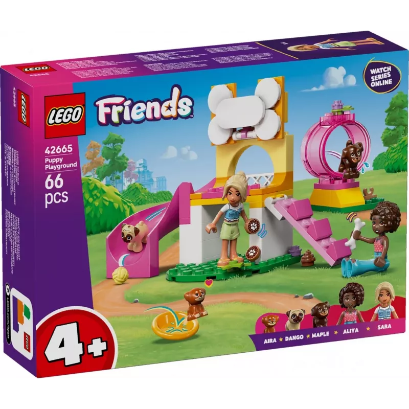 LEGO Friends Šuniukų žaidimų aikštelė 42665, 66 dalių, 2 minifigūrėlės, amžius 4+