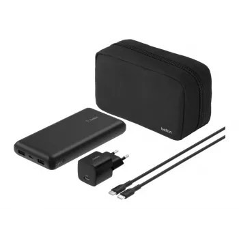 Belkin BoostCharge – Powerbank su integruotu maitinimo šaltiniu, 20000 mAh, PD, 3 išėjimo prievadai (24 pin USB-C, 2 x USB)