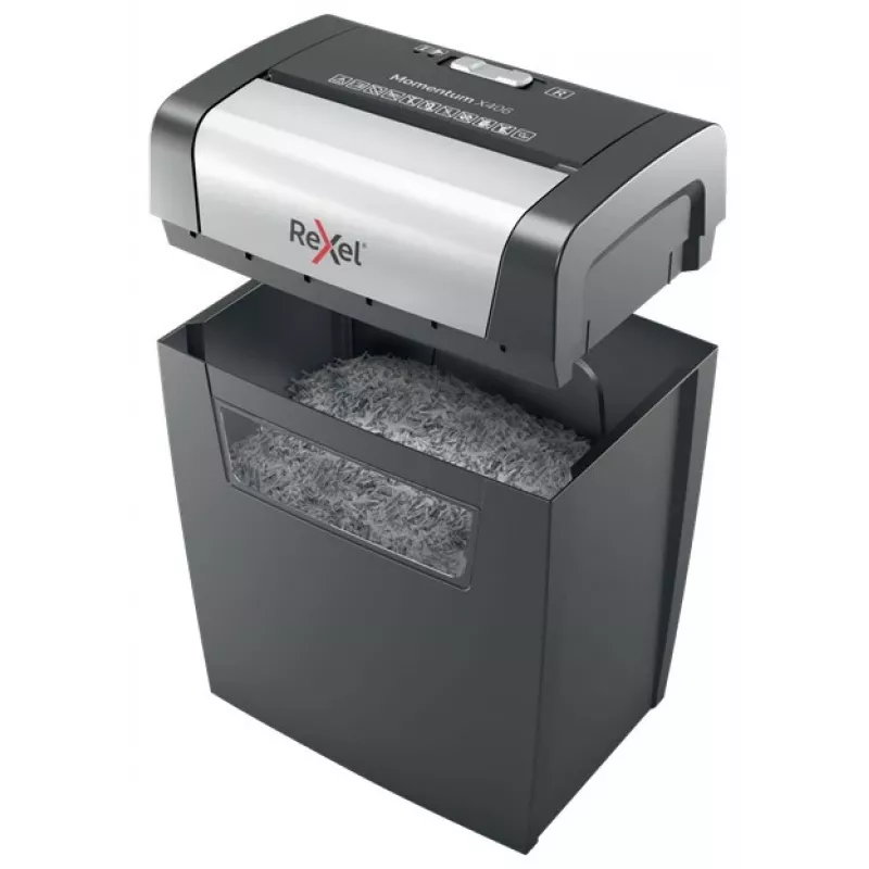 Rexel Momentum X406 kryžminio pjovimo popieriaus smulkintuvas P4, 4 x 28 mm, 15 l, 6 lapų, 70 dB