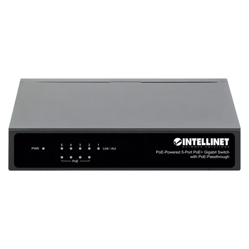 Intellinet Gigabit 5xPoE Praėjimo Jungiklis, maitinamas PoE arba AC, 68W