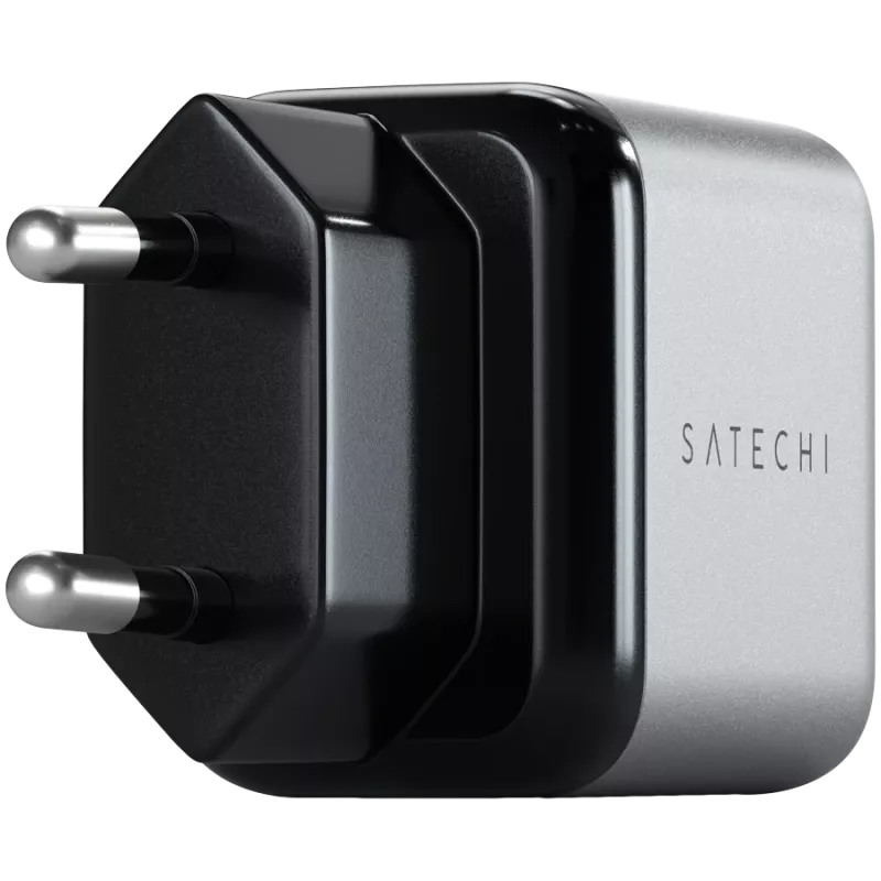 Mobiliojo įrenginio įkroviklis Satechi ST-UC30WCM-EU – universalus vidinis AC įkroviklis su 1× USB-C, juoda/sidabrinė