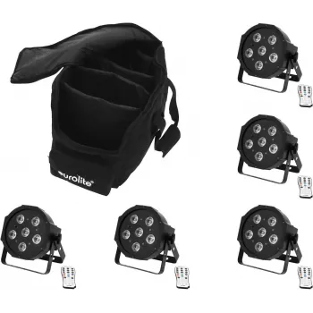 LED rinkinys EUROLITE SLS-603 5x su minkštu krepšiu — 5 vnt. LED apšvietimo komplektas
