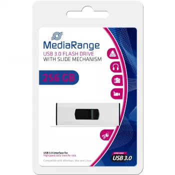 MediaRange MR919 USB atmintukas 256GB USB 3.0 juodas/sidabrinis