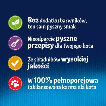 Šlapias kačių ėdalas Purina Nestlé FELIX Fantastic žuvies skoniai – tunas, lašiša, menkė, plekšnė, 12×85 g paketėliai