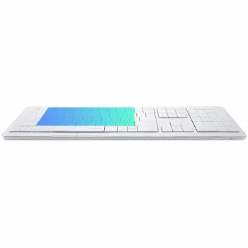 Belaidė klaviatūra CLEVETURA CLVX 1 Touch-On-Keys AI — ANSI US Mac išdėstymas, žirkliniai jungikliai, aliumininis korpusas, interaktyvus RGB