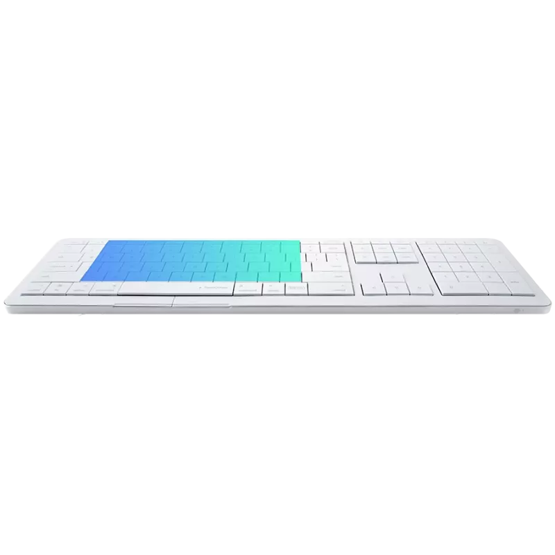 Belaidė klaviatūra CLEVETURA CLVX 1 Touch-On-Keys AI — ANSI US Mac išdėstymas, žirkliniai jungikliai, aliumininis korpusas, interaktyvus RGB