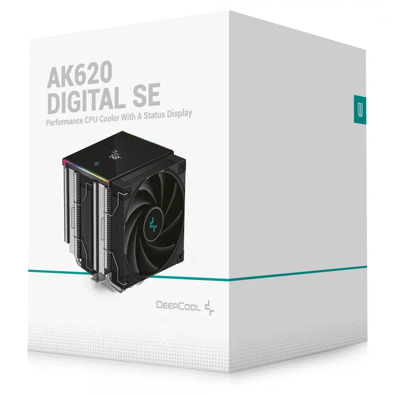Oro aušintuvas procesoriui DeepCool AK620 Digital SE, dviejų bokštų, 6x Ø6 mm šilumos vamzdeliai, 2x 120 mm PWM ventiliatoriai, RGB, aukštis 161 mm