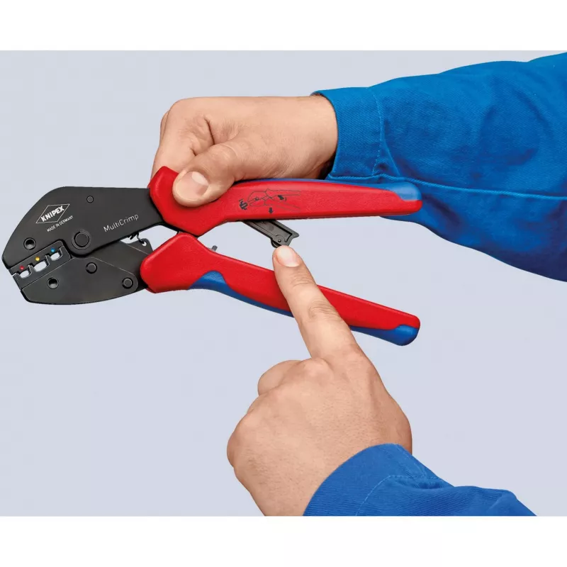 Knipex 97 33 02 kabelių užspaudimo įrankis, mėlynas, raudonas