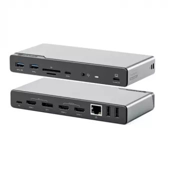 ALOGIC DV4 – 16-in-1 USB-C dokavimo stotelė su DisplayLink, 3x HDMI, DP, 1GbE