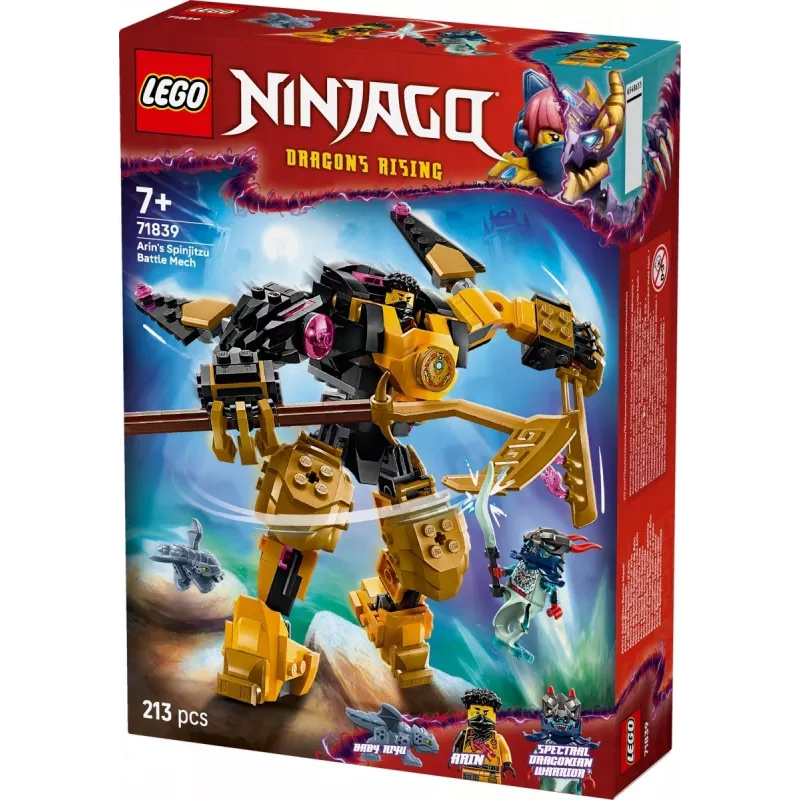 LEGO konstruktorius NINJAGO 71839 Arin's Spinjitzu Battle Mech, 213 dalių, 2 minifigūrėlės, aukštis 160 mm