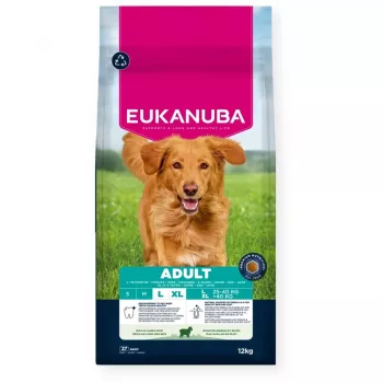 Sausas šunų ėdalas EUKANUBA Adult Large Breed Lamb & Rice 12 kg – pilnavertis sausas ėdalas suaugusiems didelių ir milžiniškų veislių šunims