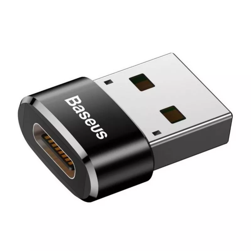 Adapteris Baseus USB (vyriškas) į Type-C (moterišką), juodas