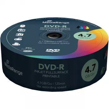 DVD-R MediaRange MR407 4.7 GB 16x Inkjet Printable 25 vnt.