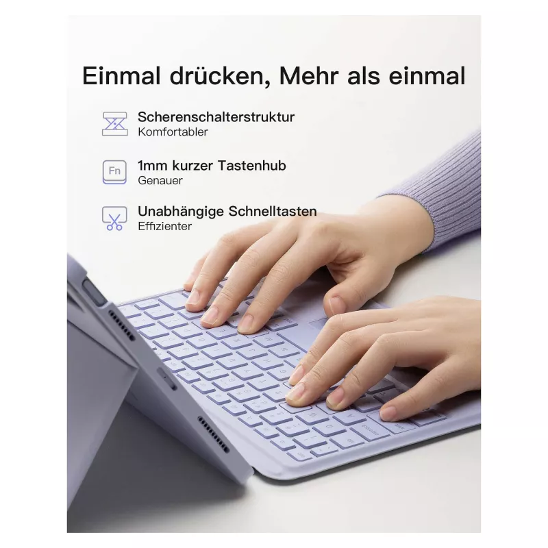 Inateck klaviatūra iPad 11 / iPad Air 4/5Gen.Com. QWERTZ violetinė