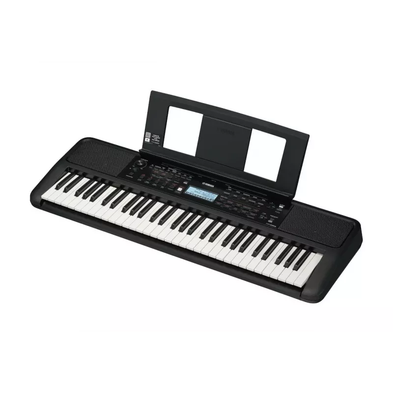 Klaviatūra YAMAHA PSR-E383 – 61 klavišų nešiojama MIDI klaviatūra su LCD ekranu, USB, įmontuotais garsiakalbiais, maitinama baterijomis (6), juoda