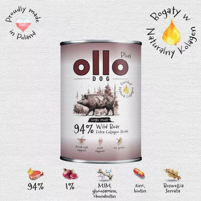 Ollo Plus Kolagen šunų ėdalas su šerniena 400 g