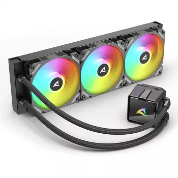 All-in-One Skysčio Aušintuvas CPU Sharkoon S60 ARGB — 360 mm Radiatorius, 3×120 mm PWM Ventiliatoriai, Juodas