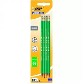 Pieštukai BIC EVOLUTION ORIGINAL su trintuku, HB, rinkinys 4 vnt. 049012