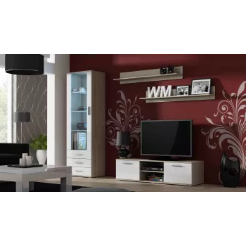 Cama TV stovas SOHO 140 sonomos ąžuolas/baltas blizgus