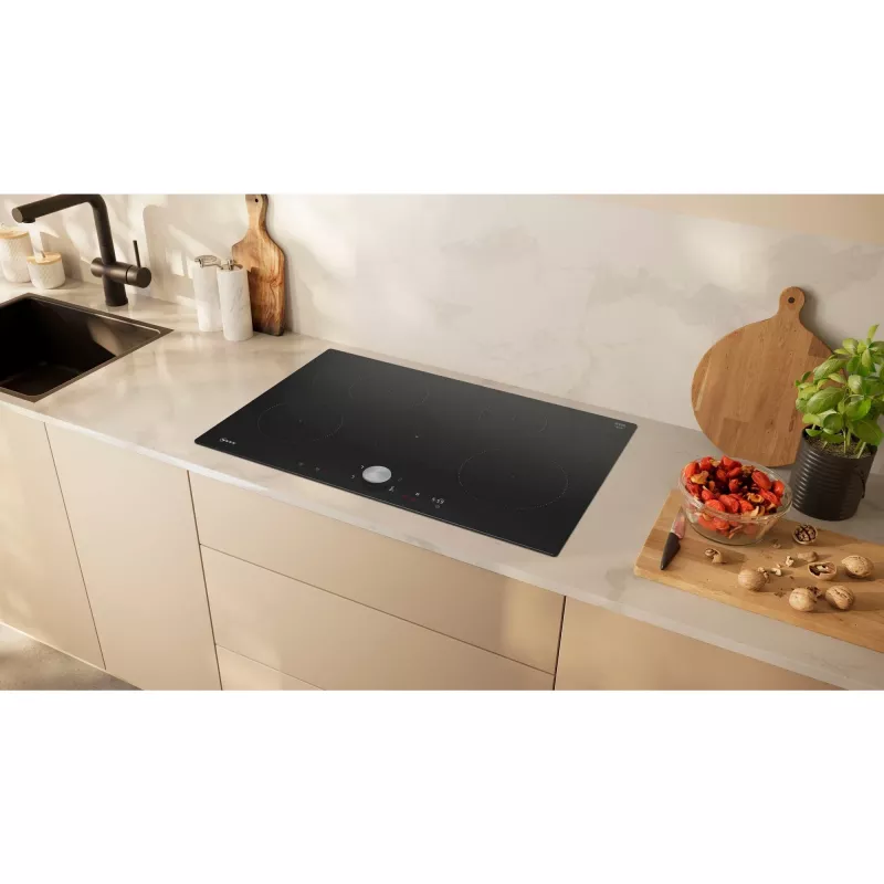 Neff N 90 juoda įmontuojama 80 cm zoninė indukcinė kaitlentė, 5 zonos