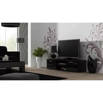 Cama TV stovas SOHO 140 juodas/juodas blizgus