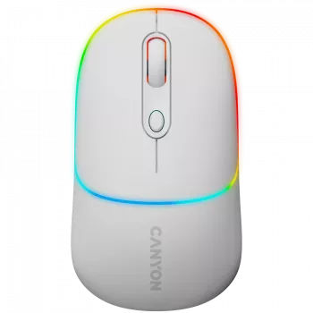 Canyon MW-22 CNS-CMSW22SW Pelė – 2 in 1 Bluetooth/2,4GHz – optinė – 800/1200/1600DPI – 4 mygtukai – RGB apšvietimas – įkraunama – Sniego Baltumo