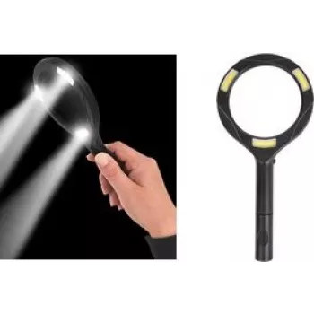 Didinamasis stiklas IWH 770665 su COB LED šviesa, juodu plastikiniu korpusu